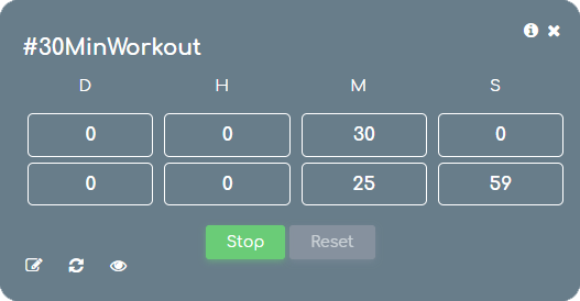 runtime view of a Numberish timer card